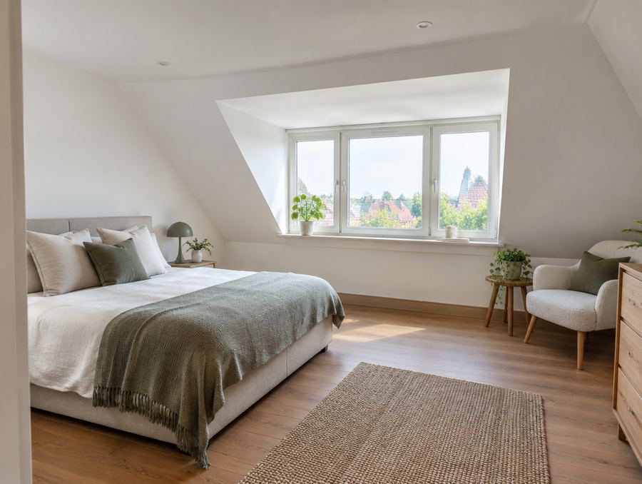 Lichte zolderkamer met een nieuwe dakkapel